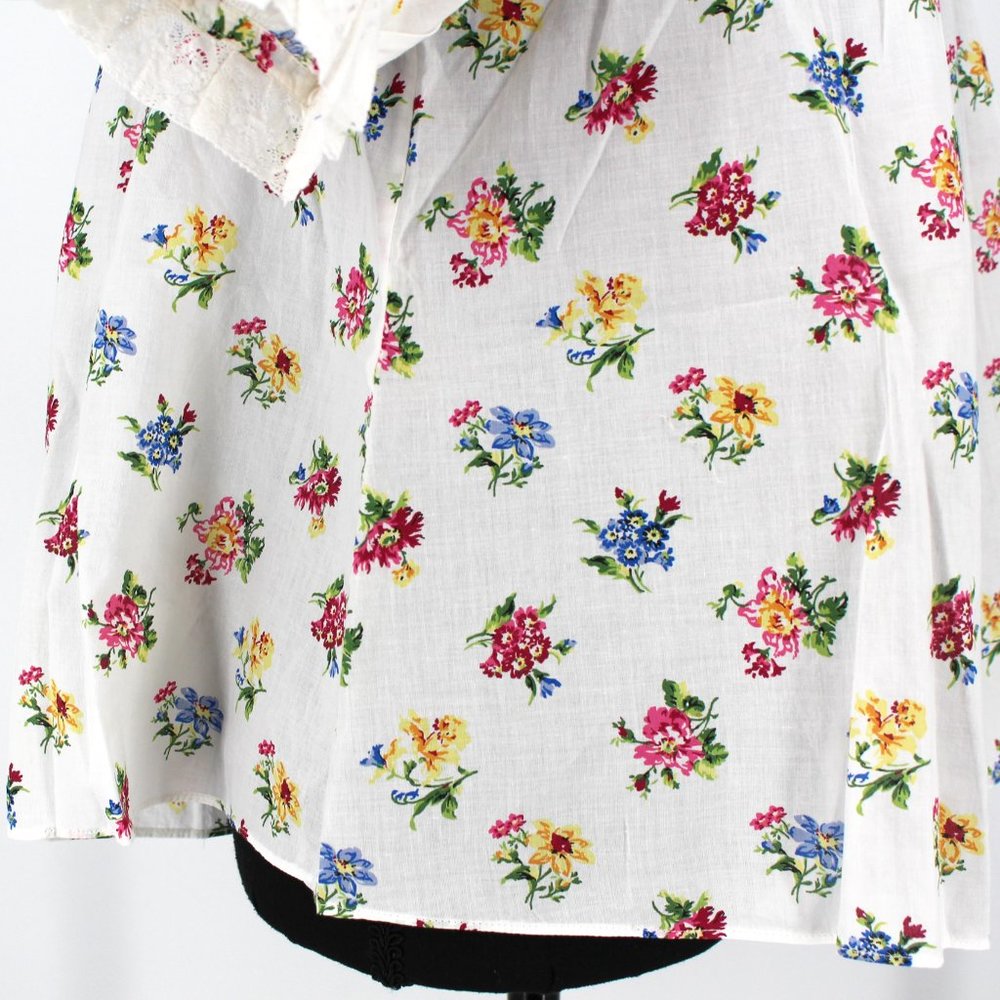 Doen Frances Top Fleurs De Jonquille White Organic Cotton Lace Trim Medium M NEW - Picture 4 of 8
